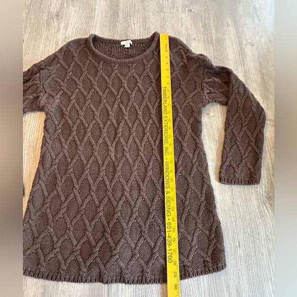 Pure Jill Sweater Women’s Medium Brown Wool Blend Cable Fisherman Knit Pullover. - Picture 9 of 10
